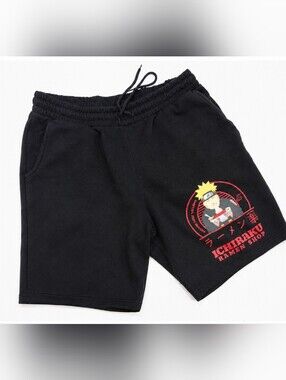Naruto Men Black Athletic Shorts Size M